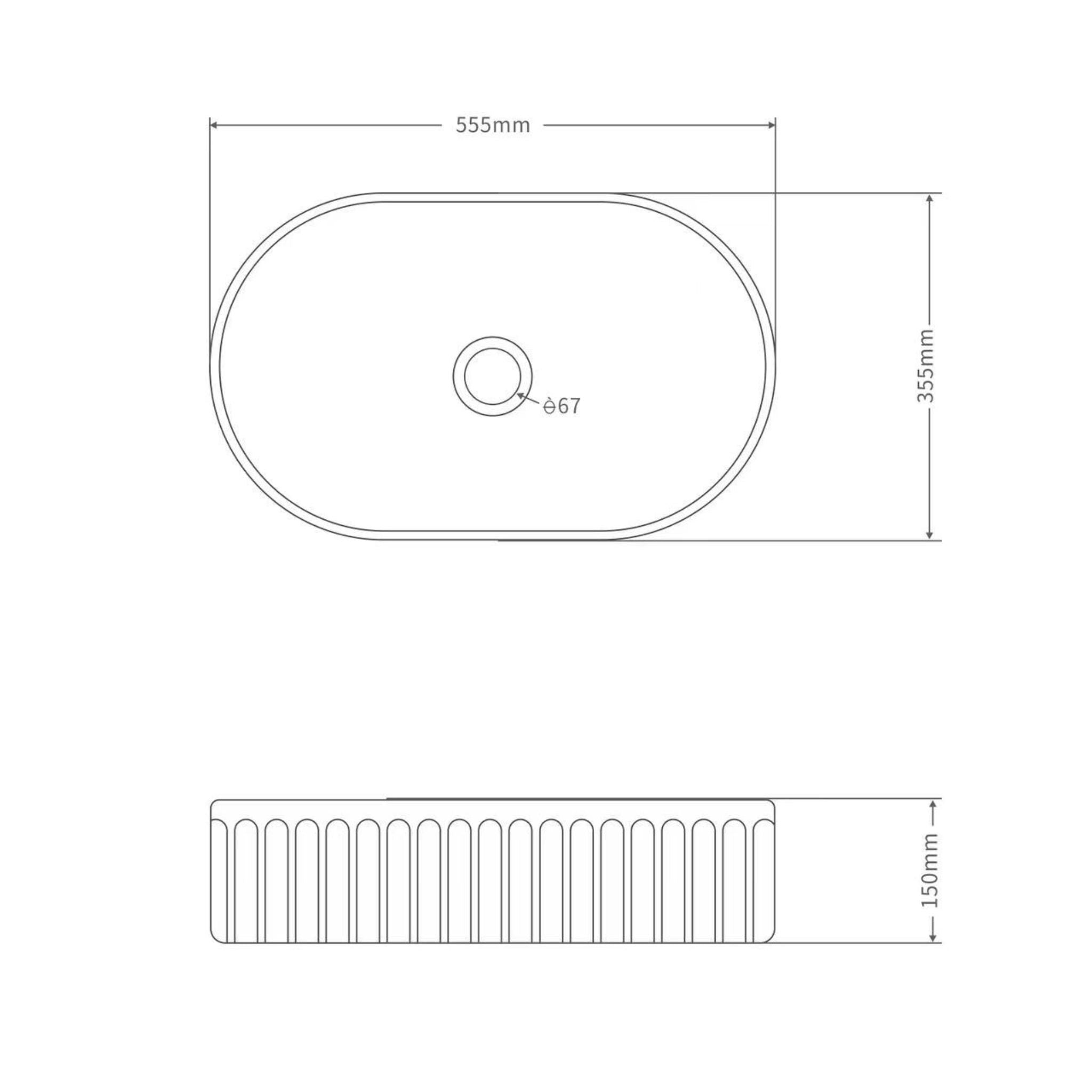 INFINITY ABOVE COUNTER CERAMIC BASIN GLOSS WHITE 555MM