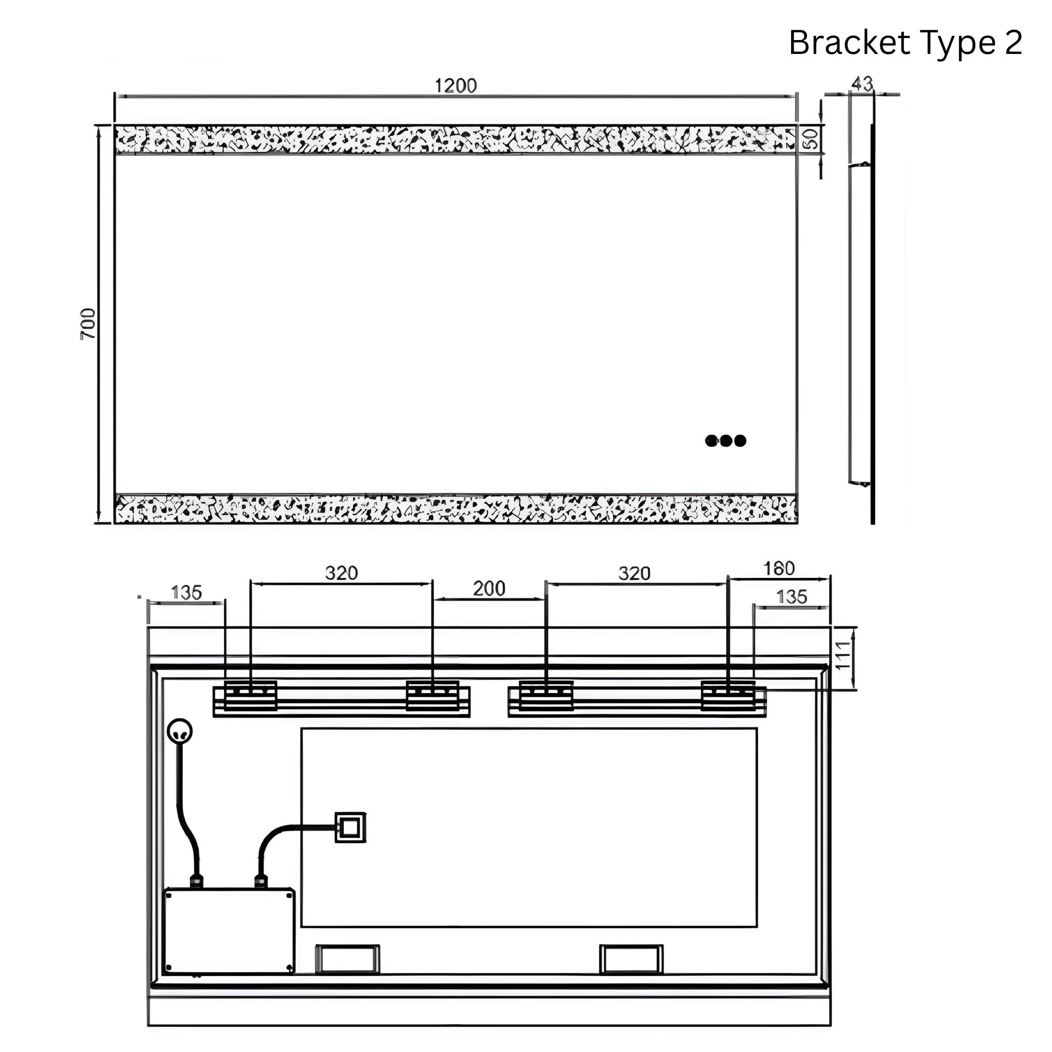 REMER MIRO RECTANGLE FRAMELESS LED MIRROR W/ DEMISTER & BLUETOOTH SPEAKERS 1200X700MM