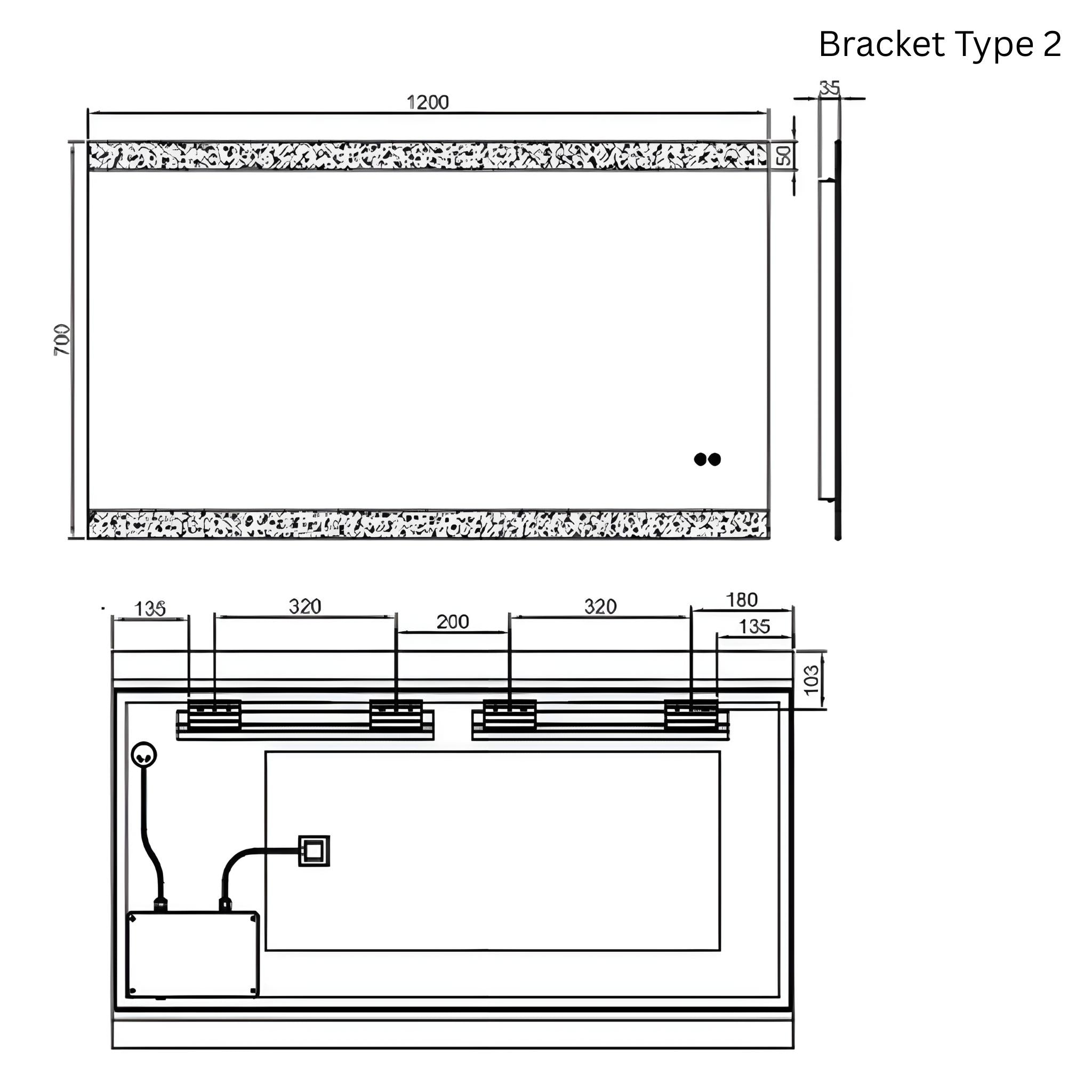 REMER MIRO RECTANGLE FRAMELESS LED MIRROR WITH DEMISTER 1200X700MM