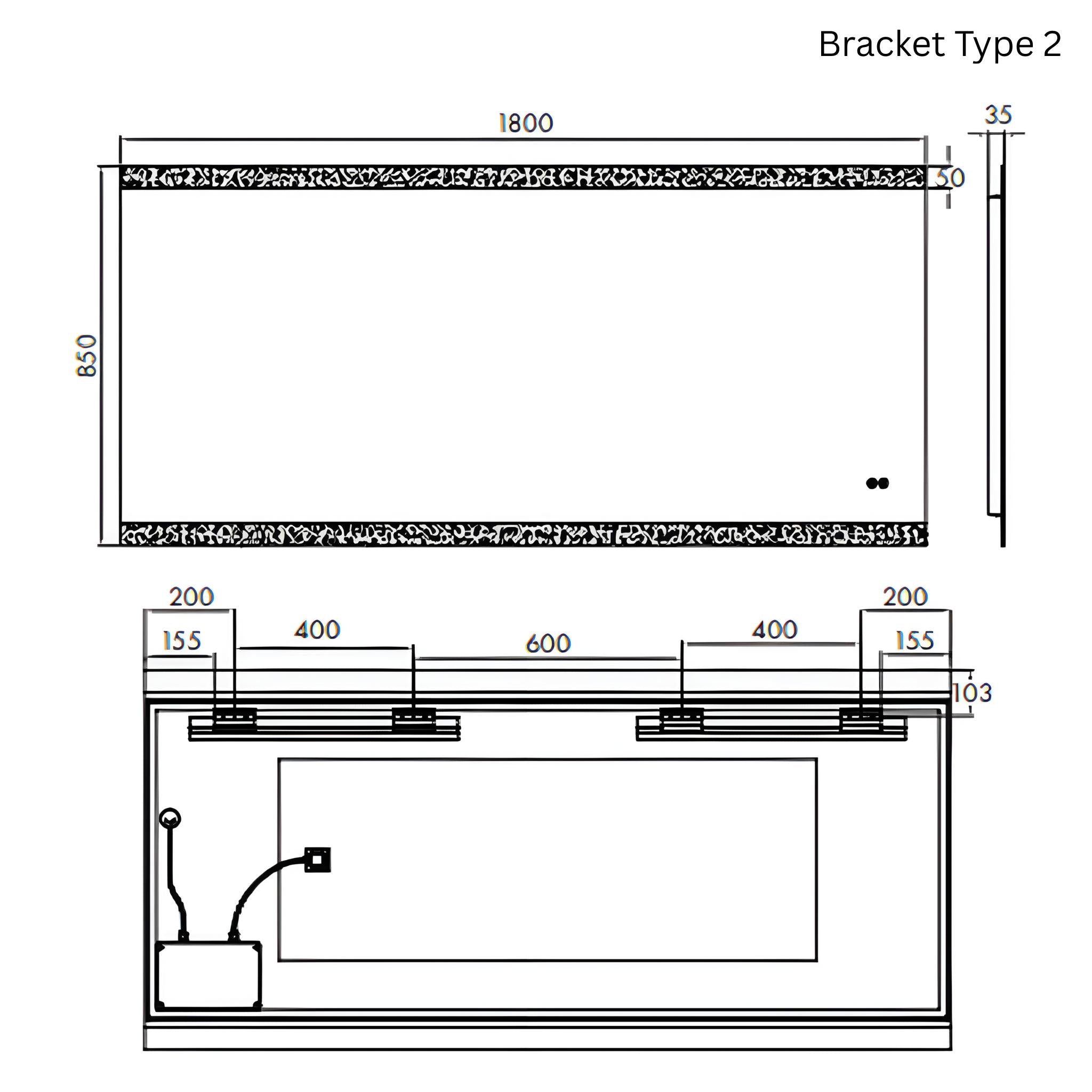 REMER MIRO RECTANGLE FRAMELESS LED MIRROR WITH DEMISTER 1800X850MM