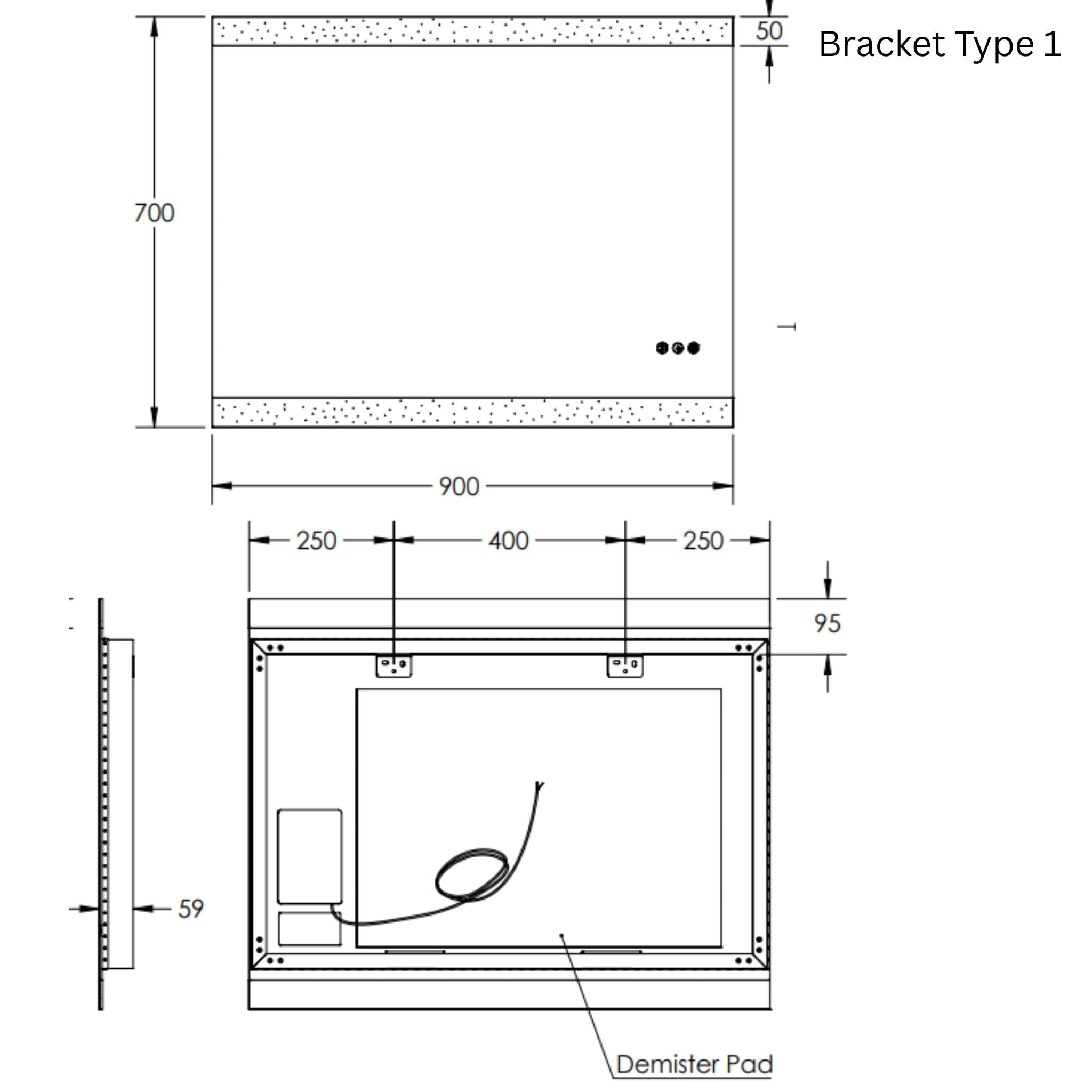 REMER MIRO RECTANGLE FRAMELESS LED MIRROR W/ DEMISTER & BLUETOOTH SPEAKERS 900X700MM