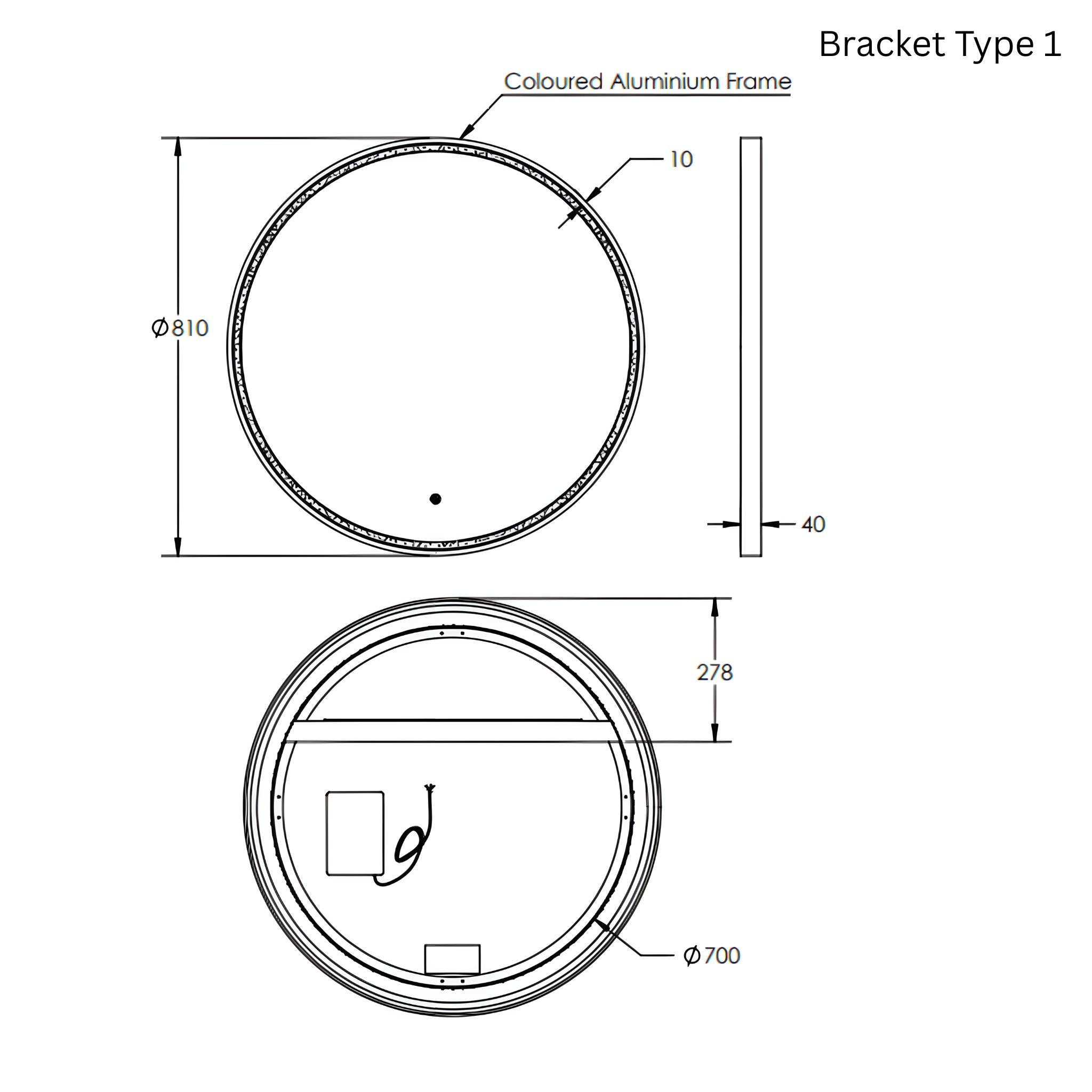 REMER SPHERE FRAMED LED MIRROR CUSTOM COLOURS 800X800MM