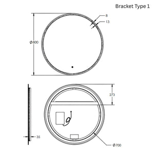 REMER SPHERE FRAMELESS LED MIRROR 800X800MM