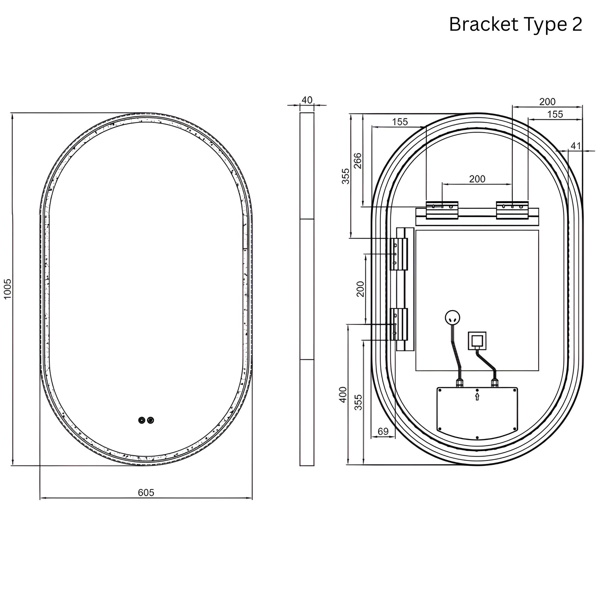 REMER GATSBY OVAL FRAMED LED MIRROR WITH DEMISTER CUSTOM COLOURS 600X1000MM