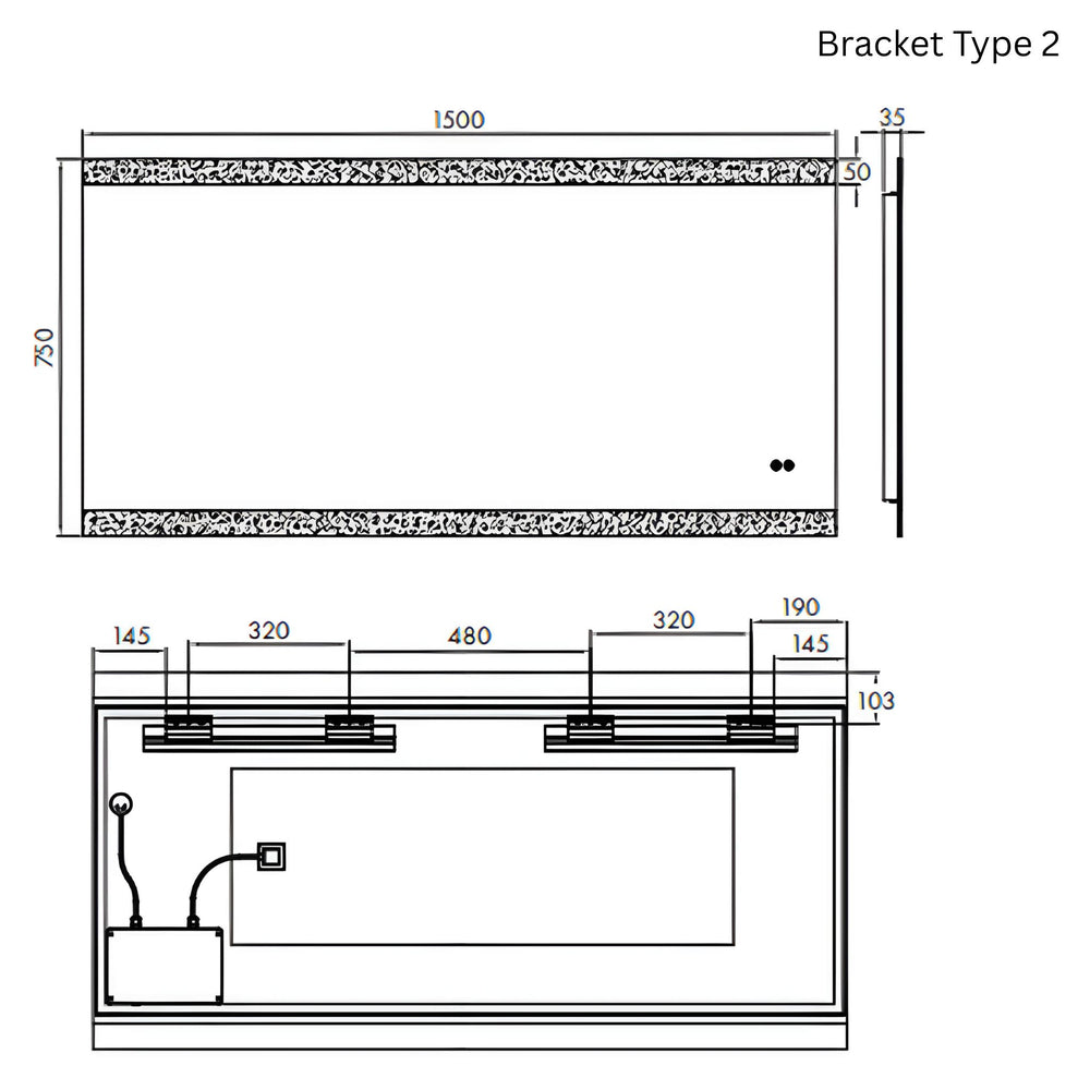 REMER MIRO RECTANGLE FRAMELESS LED MIRROR WITH DEMISTER 1500X750MM