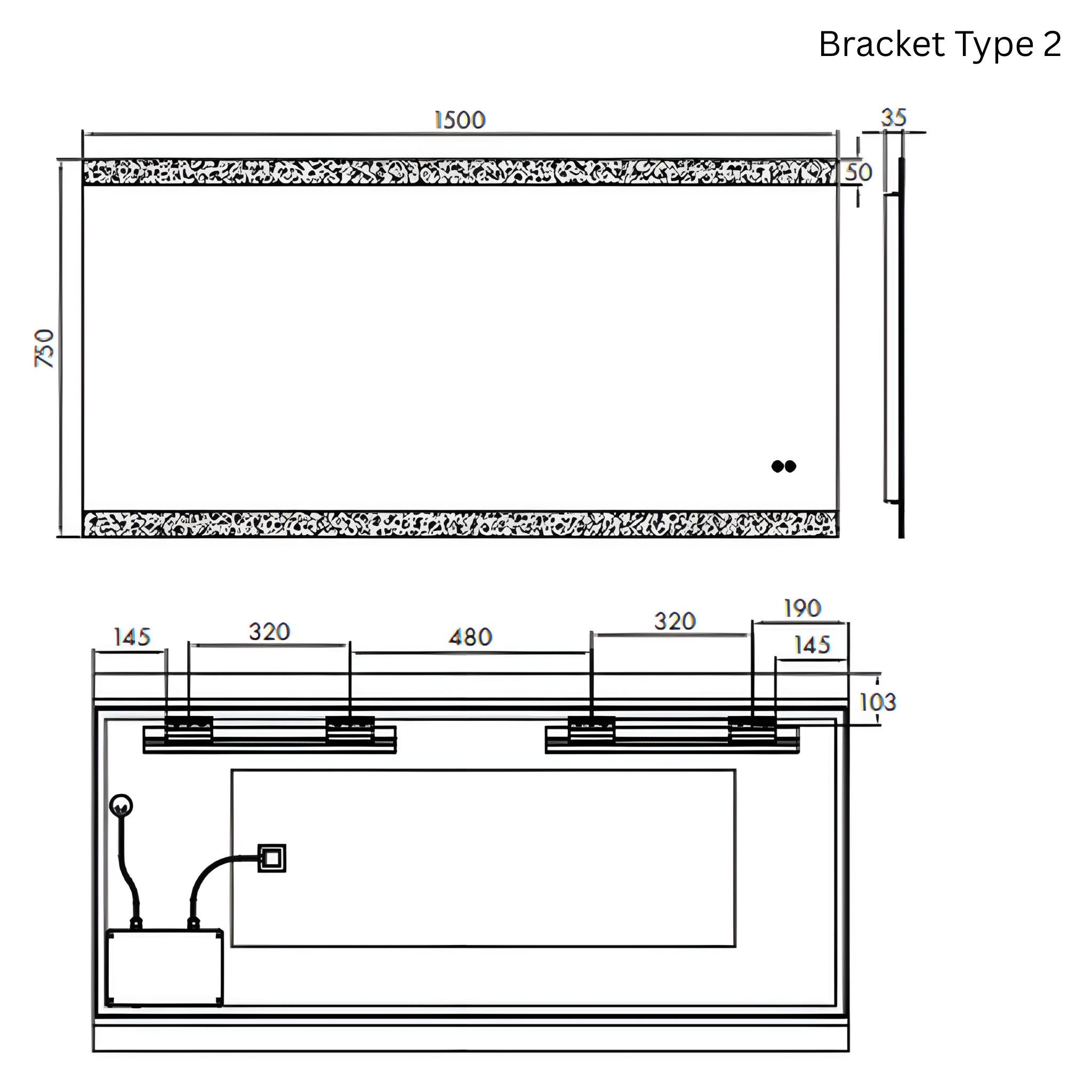 REMER MIRO RECTANGLE FRAMELESS LED MIRROR WITH DEMISTER 1500X750MM