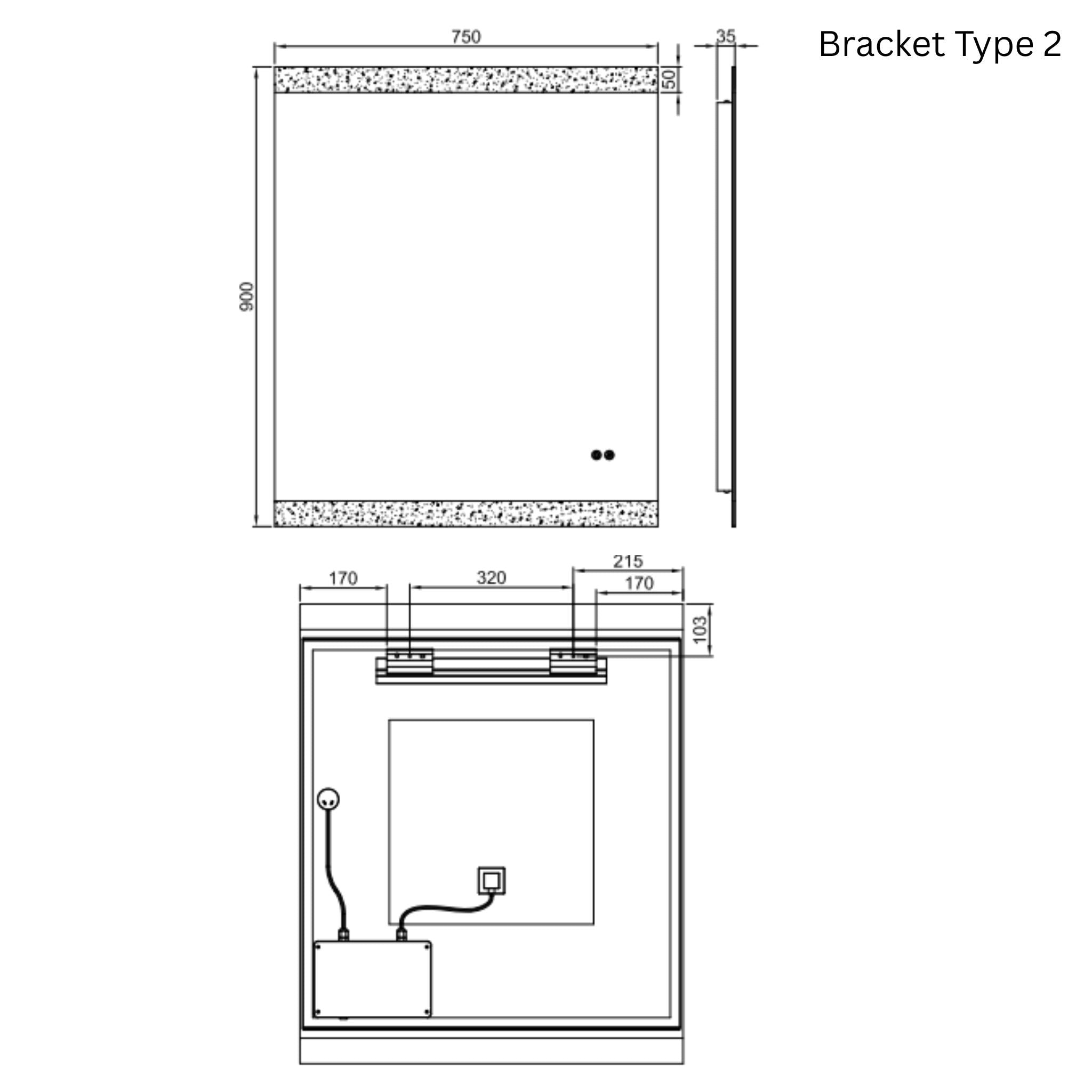 REMER MIRO RECTANGLE FRAMELESS LED MIRROR WITH DEMISTER 750X900MM