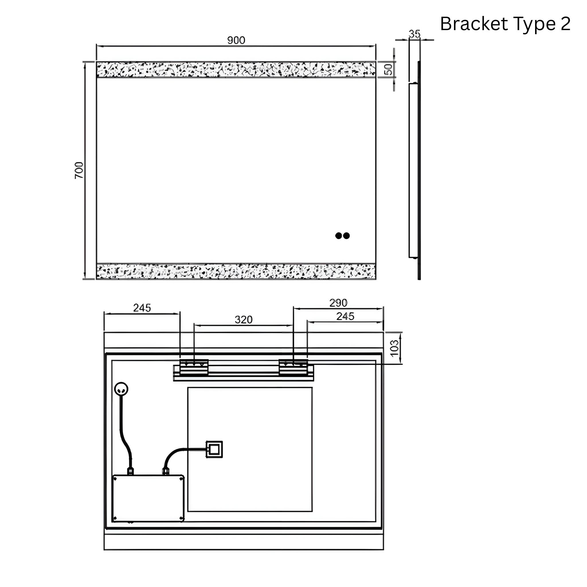 REMER MIRO RECTANGLE FRAMELESS LED MIRROR WITH DEMISTER 900X700MM