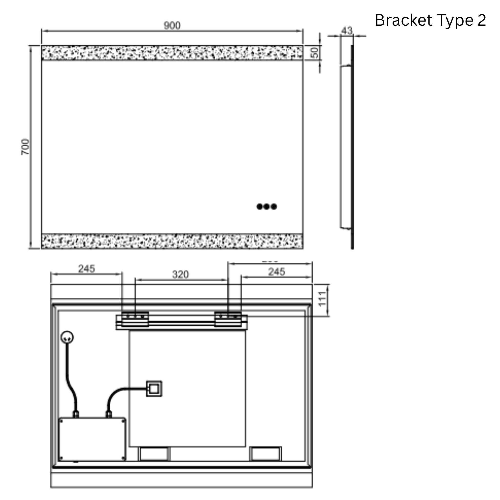 REMER MIRO RECTANGLE FRAMELESS LED MIRROR W/ DEMISTER & BLUETOOTH SPEAKERS 900X700MM