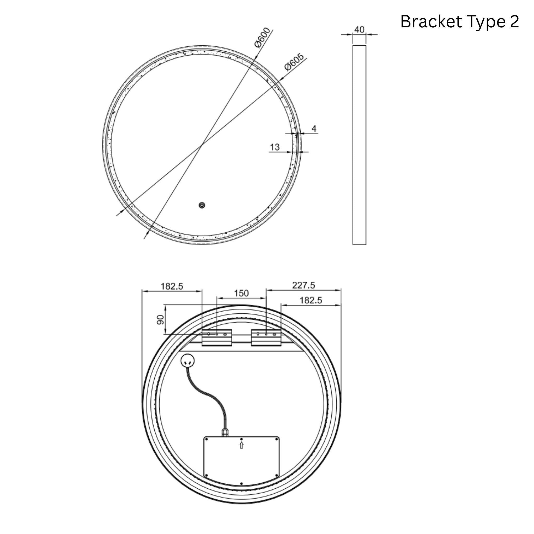 REMER SPHERE FRAMED LED MIRROR CUSTOM COLOURS 600X600MM