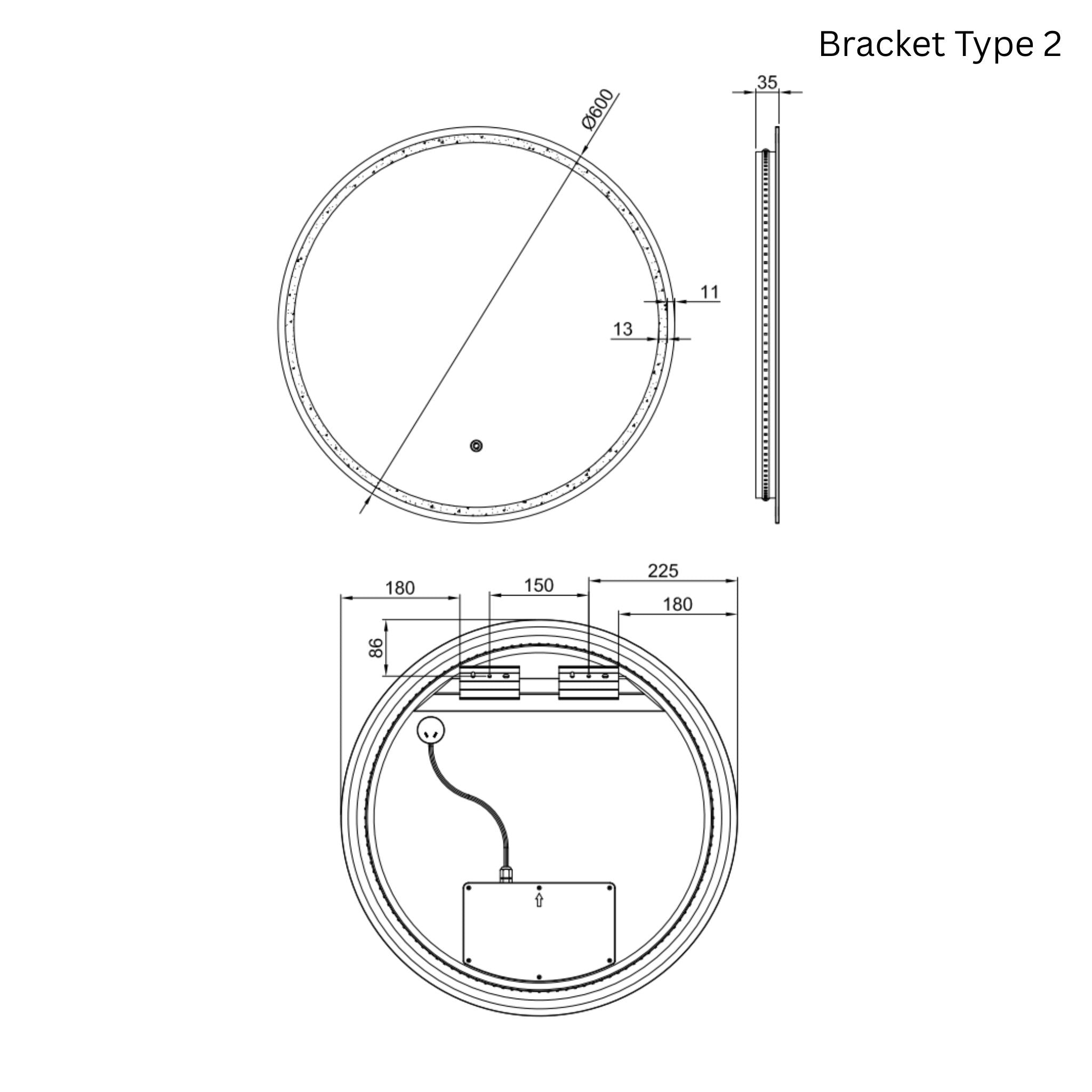 REMER SPHERE FRAMELESS LED MIRROR 600X600MM