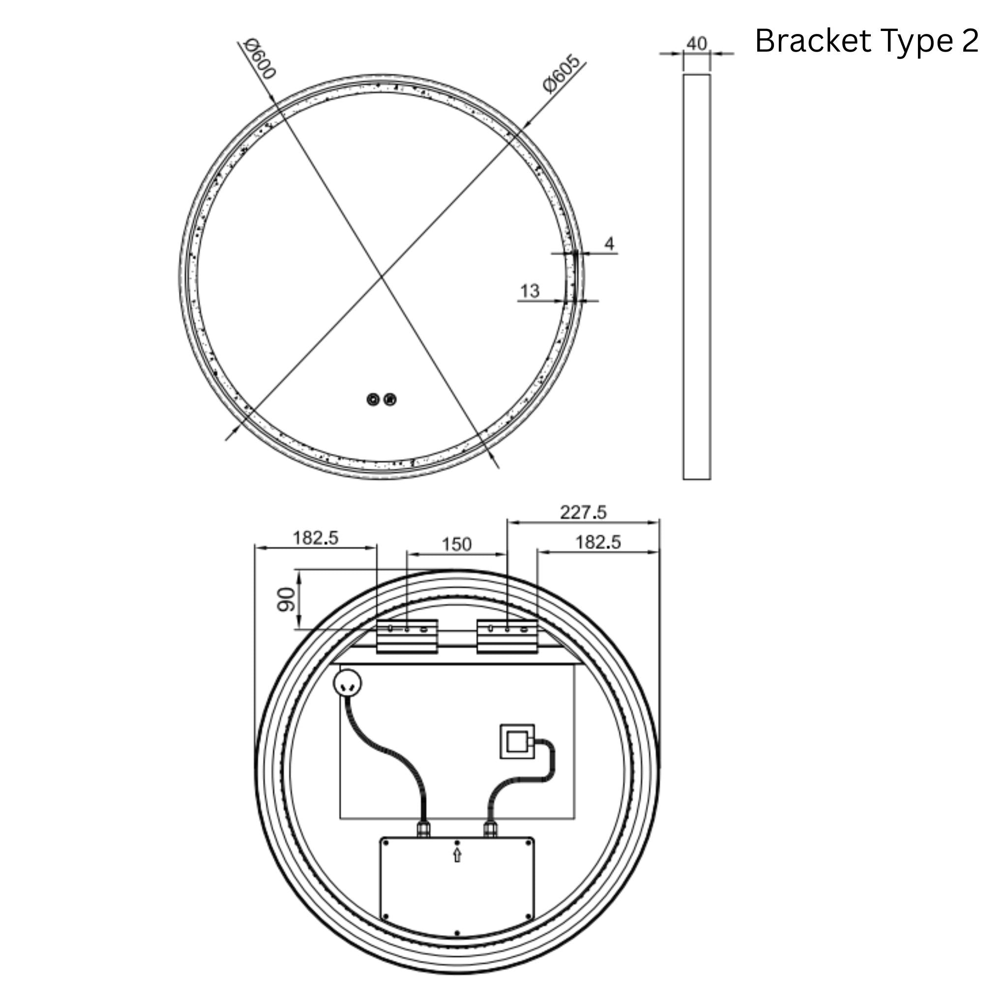 REMER SPHERE FRAMED LED MIRROR WITH DEMISTER CUSTOM COLOURS 600X600MM
