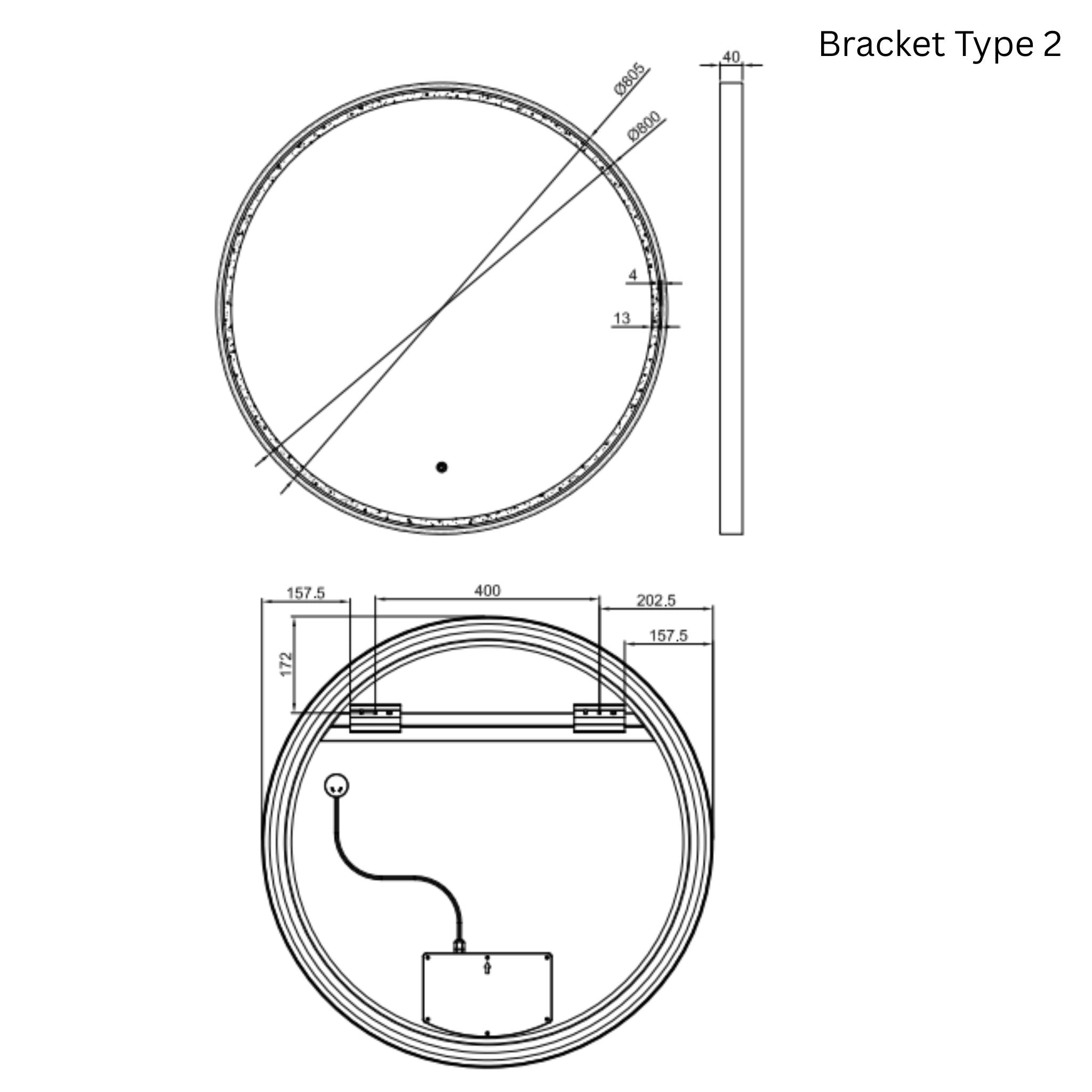 REMER SPHERE FRAMED LED MIRROR CUSTOM COLOURS 800X800MM