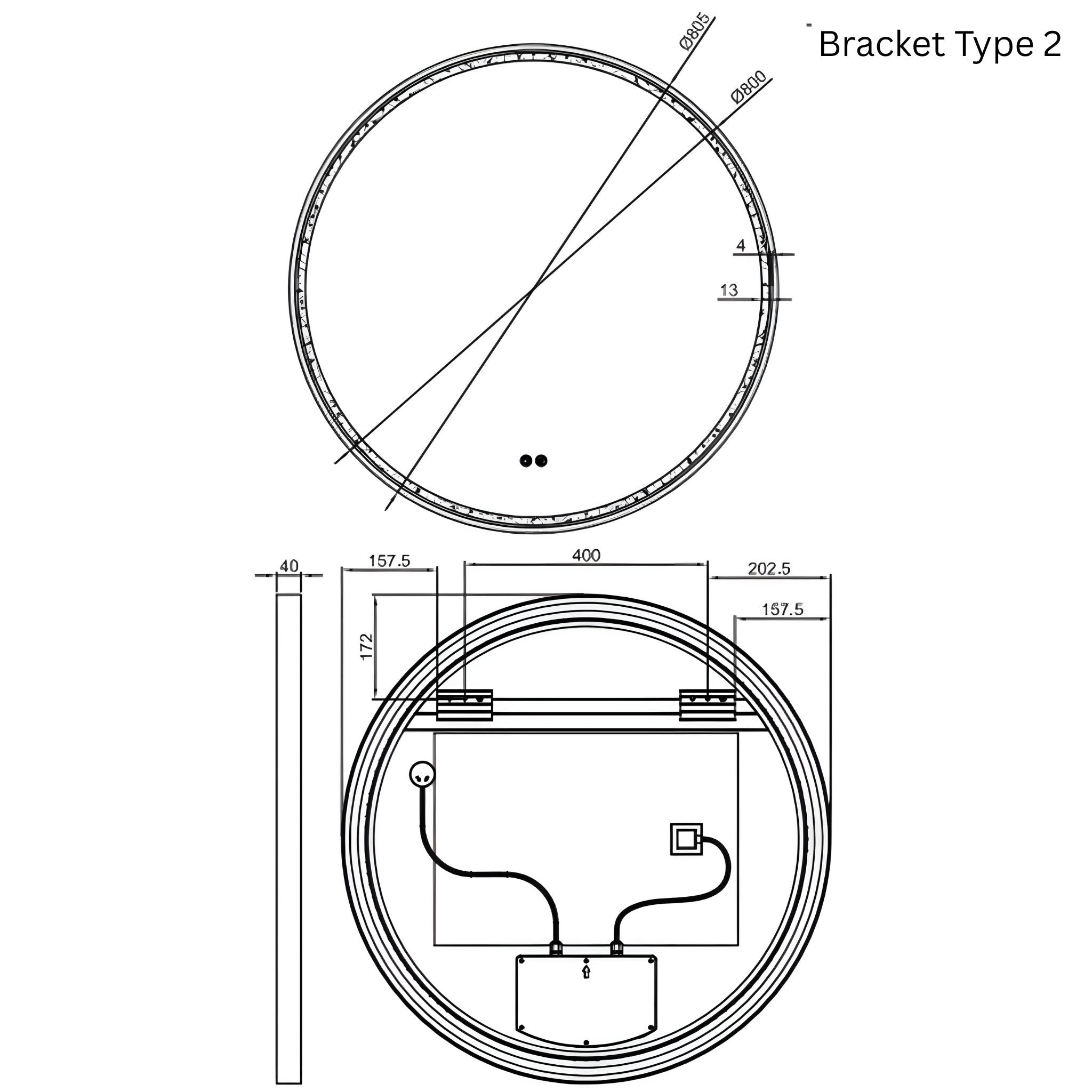 REMER SPHERE FRAMED LED MIRROR WITH DEMISTER CUSTOM COLOURS 800X800MM