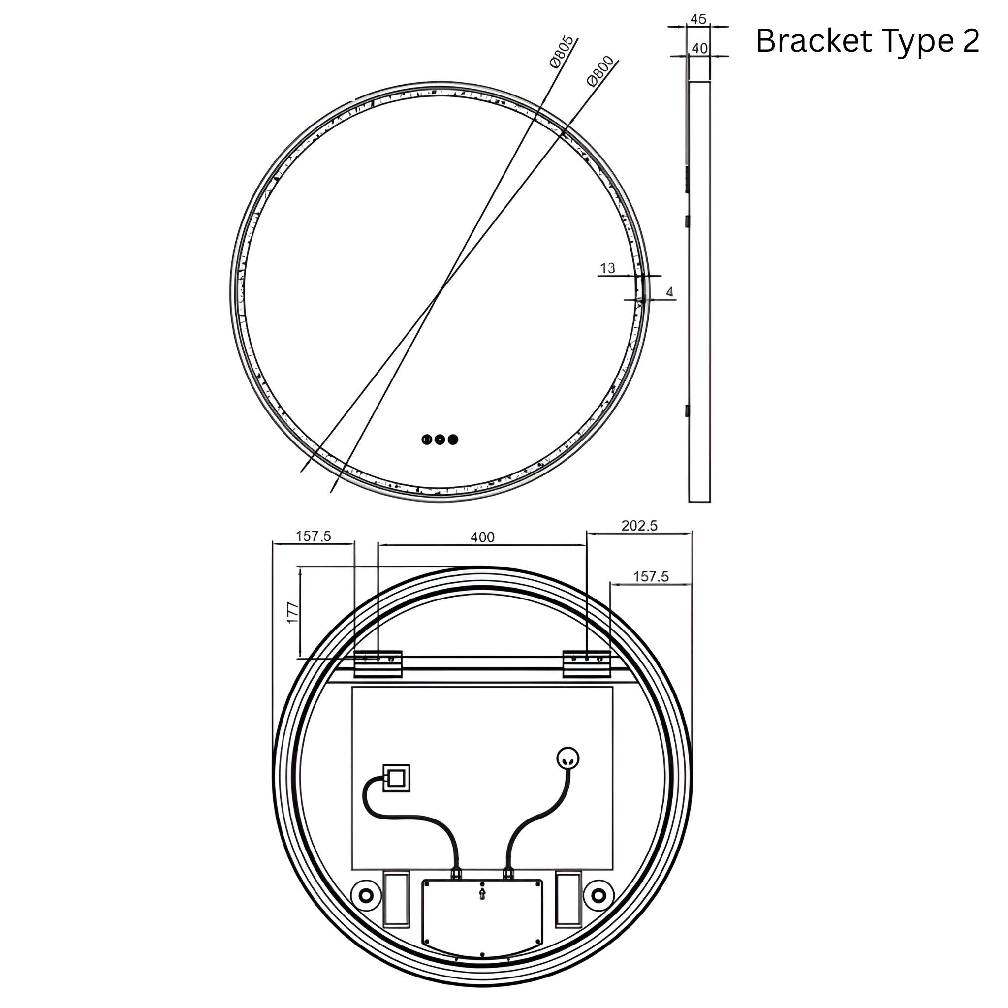 REMER SPHERE FRAMED LED MIRROR W/ DEMISTER & BLUETOOTH SPEAKERS CUSTOM COLOURS 800X800MM