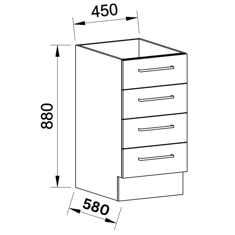 TIMBERLINE CUSTOM LAUNDRY BASE CABINET 450MM WITH 4 DRAWERS
