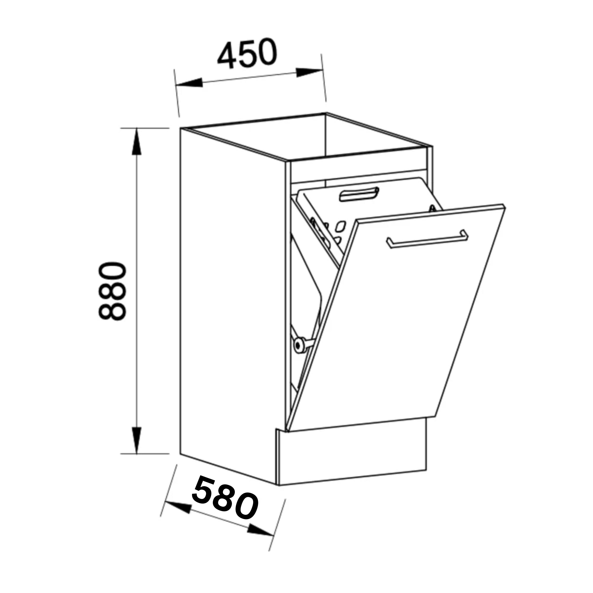 TIMBERLINE CUSTOM LAUNDRY BASE CABINET 450MM WITH FLIP-DOWN BASKET