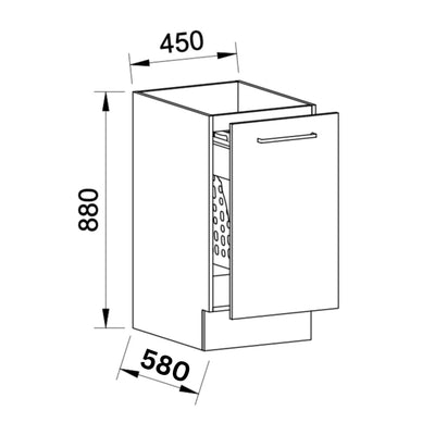 TIMBERLINE CUSTOM LAUNDRY BASE CABINET 450MM WITH PULL-OUT BASKET