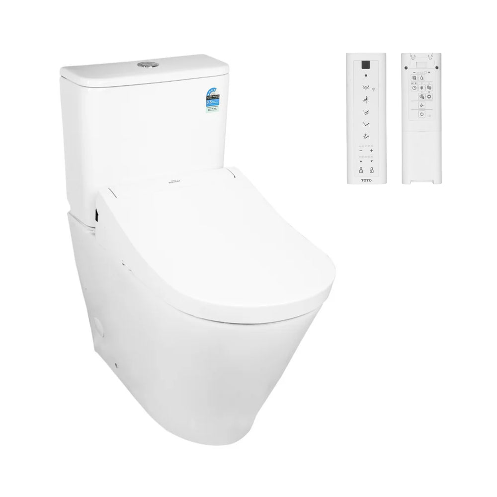 TOTO S5 WASHLET W/ REMOTE CONTROL AND B&H DARA BTW TOILET SUITE PACKAGE D-SHAPE GLOSS WHITE