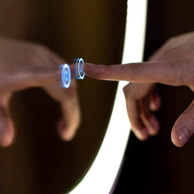 REMER ECLIPSE ROUND FRAMED LED MIRROR WITH DEMISTER MATTE WHITE 600X600MM