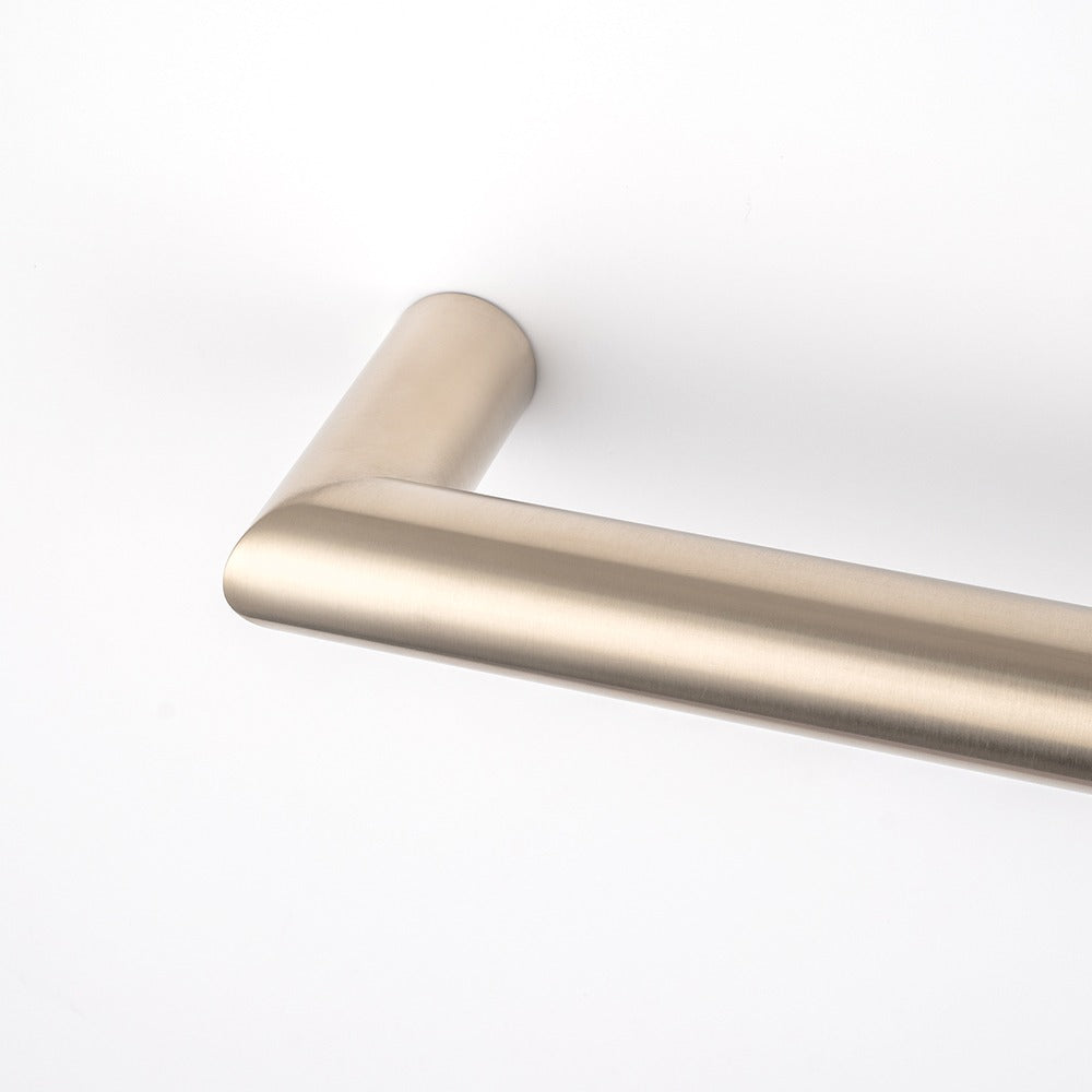 RADIANT HEATING LOW VOLTAGE SINGLE ROUND HEATED TOWEL RAIL WARM BRUSHED NICKEL 650MM