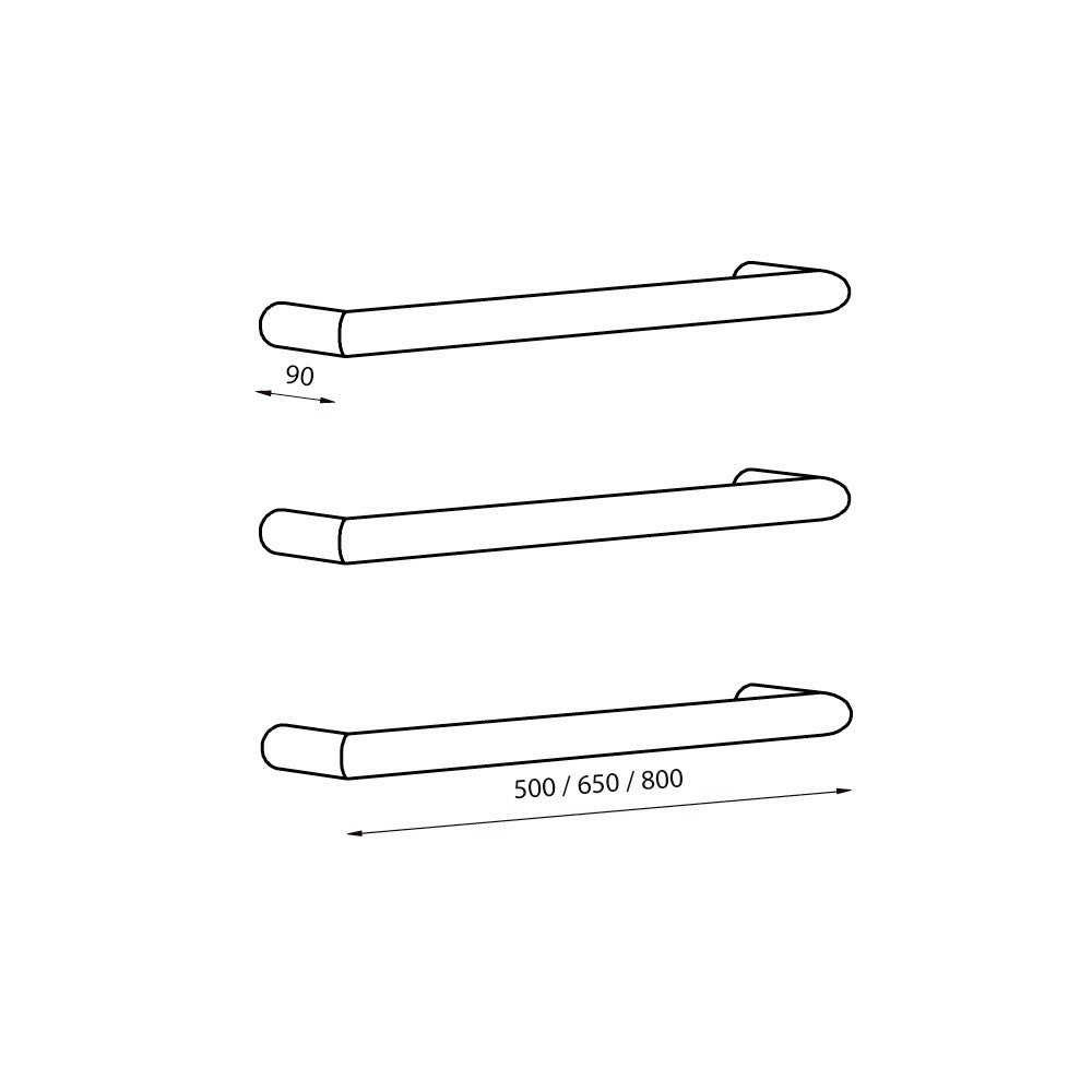 RADIANT HEATING NON-HEATED ROUND SINGLE TOWEL RAIL BRUSHED NICKEL 800MM