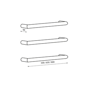 RADIANT HEATING NON-HEATED ROUND SINGLE TOWEL RAIL MIRROR POLISHED 800MM
