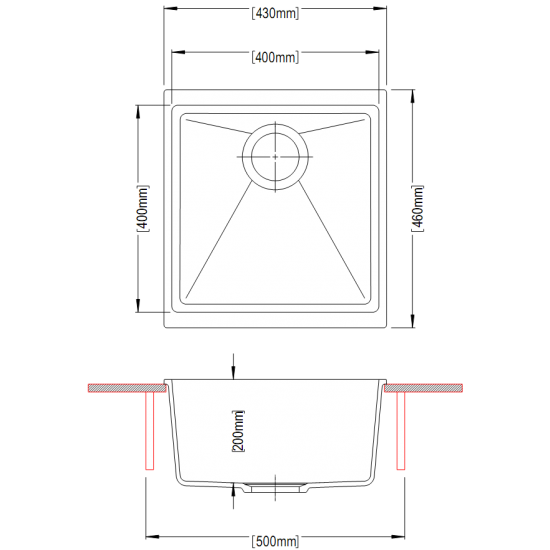 AQUAPERLA SINGLE BOWL SINK BLACK GRANITE 430MM