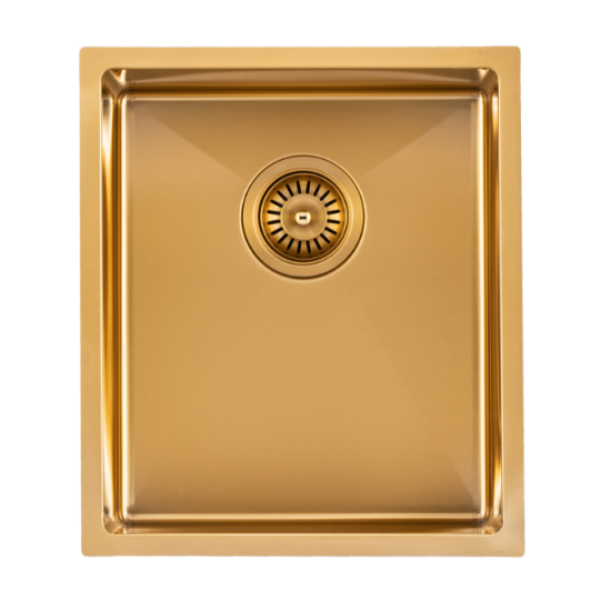 NORICO T304 HANDMADE SINGLE BOWL SINK BRUSHED GOLD 390MM