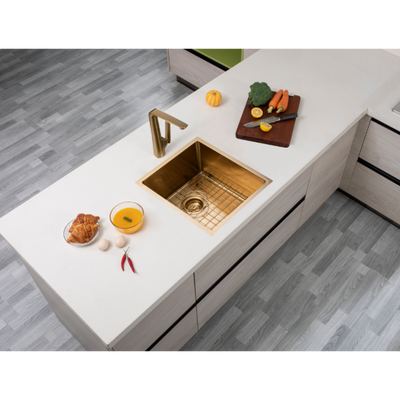 NORICO T304 HANDMADE SINGLE BOWL SINK BRUSHED GOLD 390MM