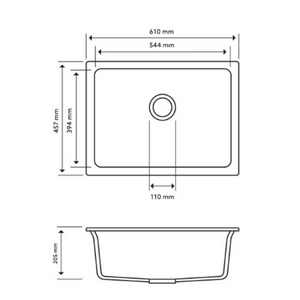 AQUAPERLA SINGLE BIG BOWL GRANITE KITCHEN SINK WHITE 610MM