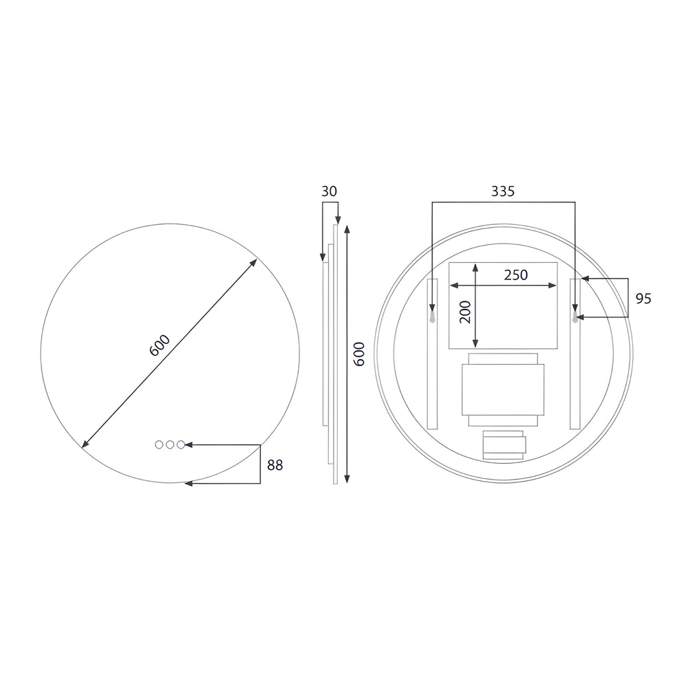RADIANT HEATING FLESS OLËK FRAMELESS LED MIRROR 600MM