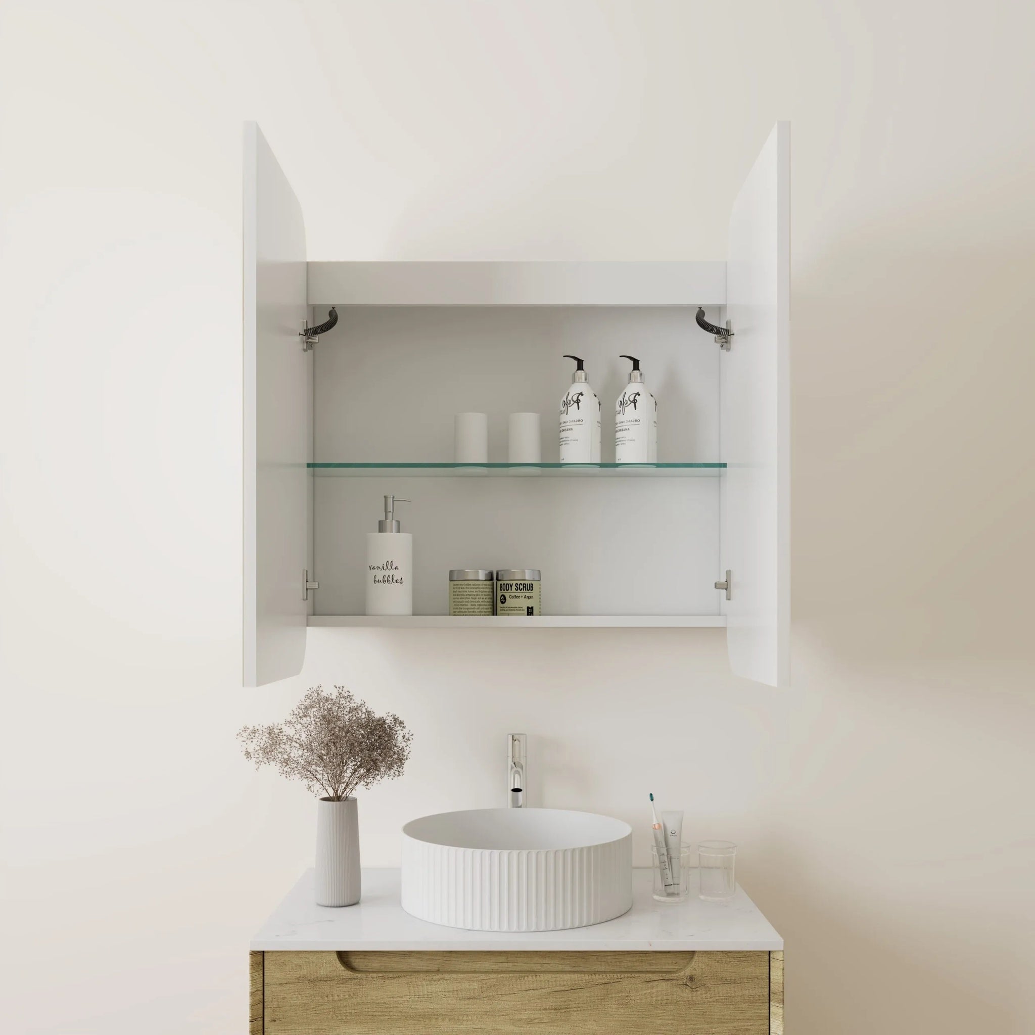 VITO LED PVC MIRROR SHAVING CABINET 750X750MM