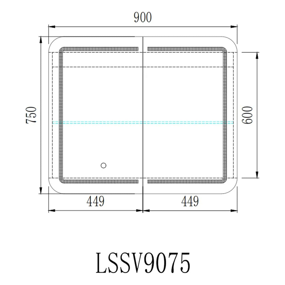 VITO LED PVC MIRROR SHAVING CABINET 900X750MM