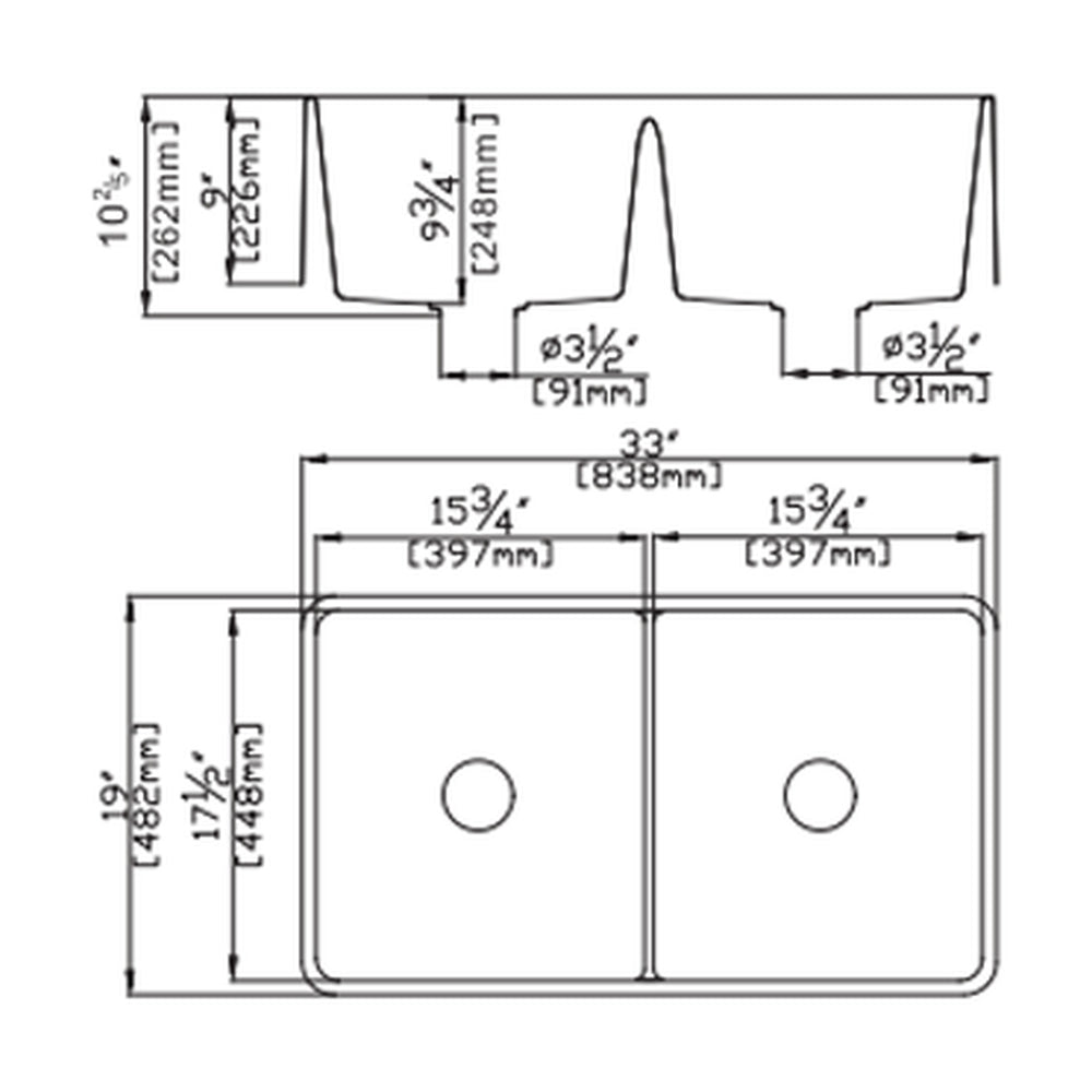 VITO QUARTZ DOUBLE BOWL FARMHOUSE KITCHEN SINK MATTE WHITE 838MM