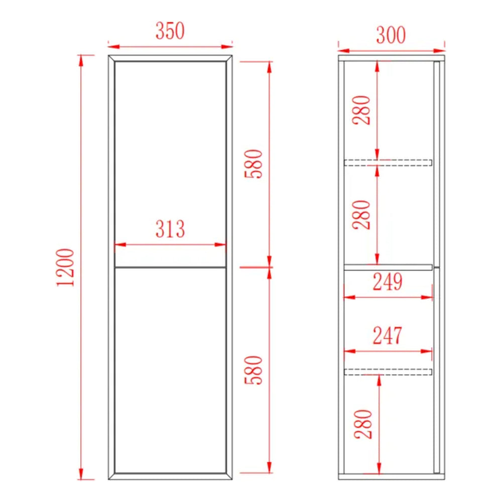 VITO WALL HUNG TALL BOY WALNUT 350MM X 1200MM