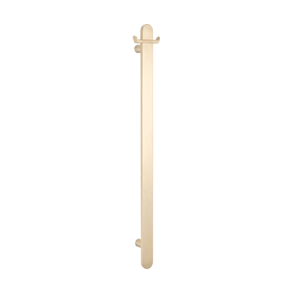 RADIANT HEATING VERTICAL FLAT BAR HEATED SINGLE TOWEL RAIL WARM BRUSHED NICKEL 930MM