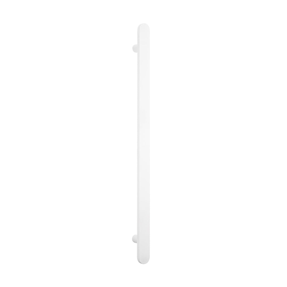 RADIANT HEATING VERTICAL FLAT BAR HEATED SINGLE TOWEL RAIL MATTE WHITE 930MM