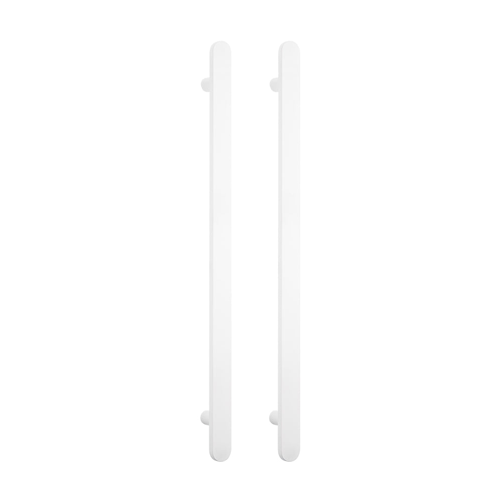RADIANT HEATING VERTICAL FLAT BAR HEATED SINGLE TOWEL RAIL MATTE WHITE 930MM