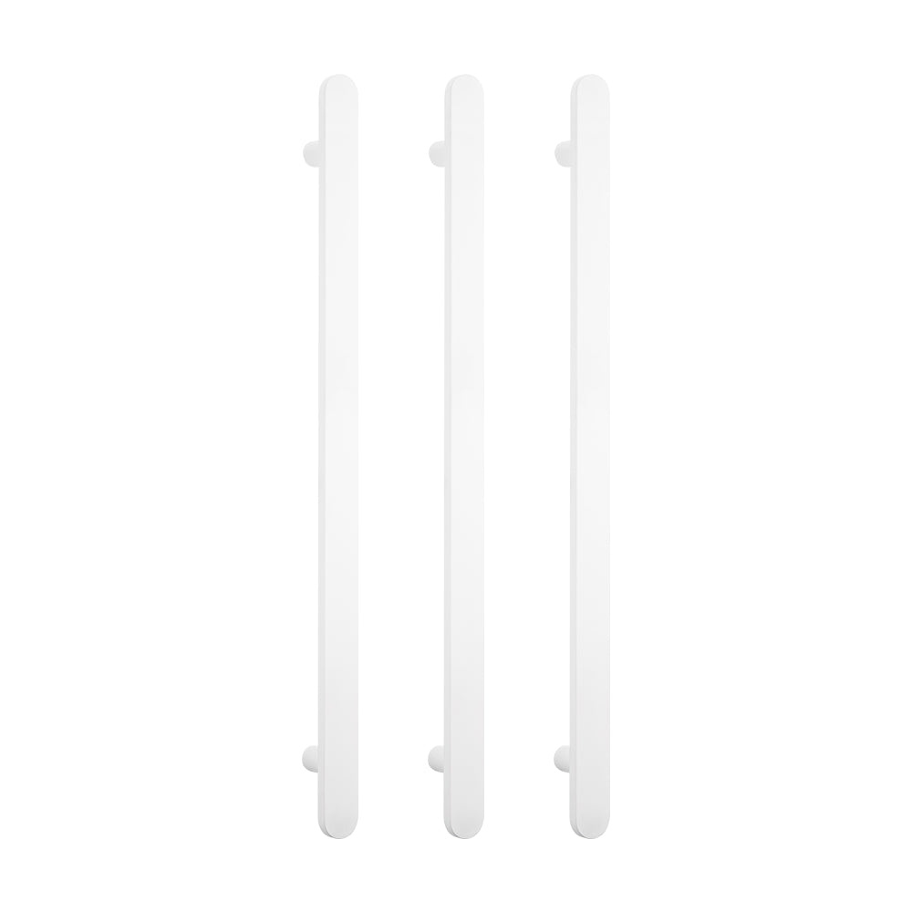 RADIANT HEATING VERTICAL FLAT BAR HEATED SINGLE TOWEL RAIL MATTE WHITE 930MM