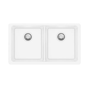 AQUAPERLA T304 DOUBLE BOWL GRANITE STONE KITCHEN SINK WHITE 838MM