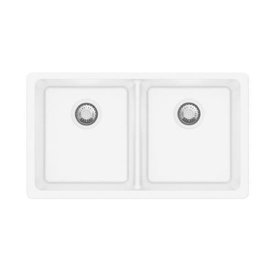 AQUAPERLA T304 DOUBLE BOWL GRANITE STONE KITCHEN SINK WHITE 838MM