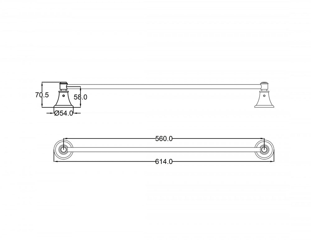 IKON CLASICO NON-HEATED SINGLE TOWEL RAIL MATTE BLACK 600MM