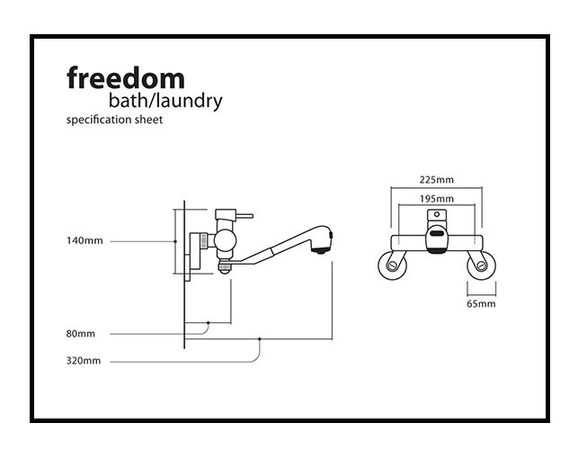 QUOSS FREEDOM BATH / LAUNDRY / KITCHEN MIXER WITH SPOUT 225MM CHROME WITH MULTIPLE FITTING OPTIONS