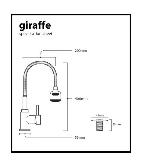 QUOSS GIRAFFE KITCHEN / SINK MIXER WITH FLEXIBLE SPOUT 400MM CHROME