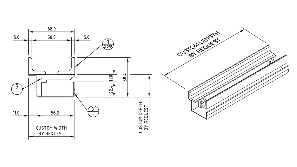 GRATES2GO THRESHOLD CHANNEL STAINLESS STEEL SILVER