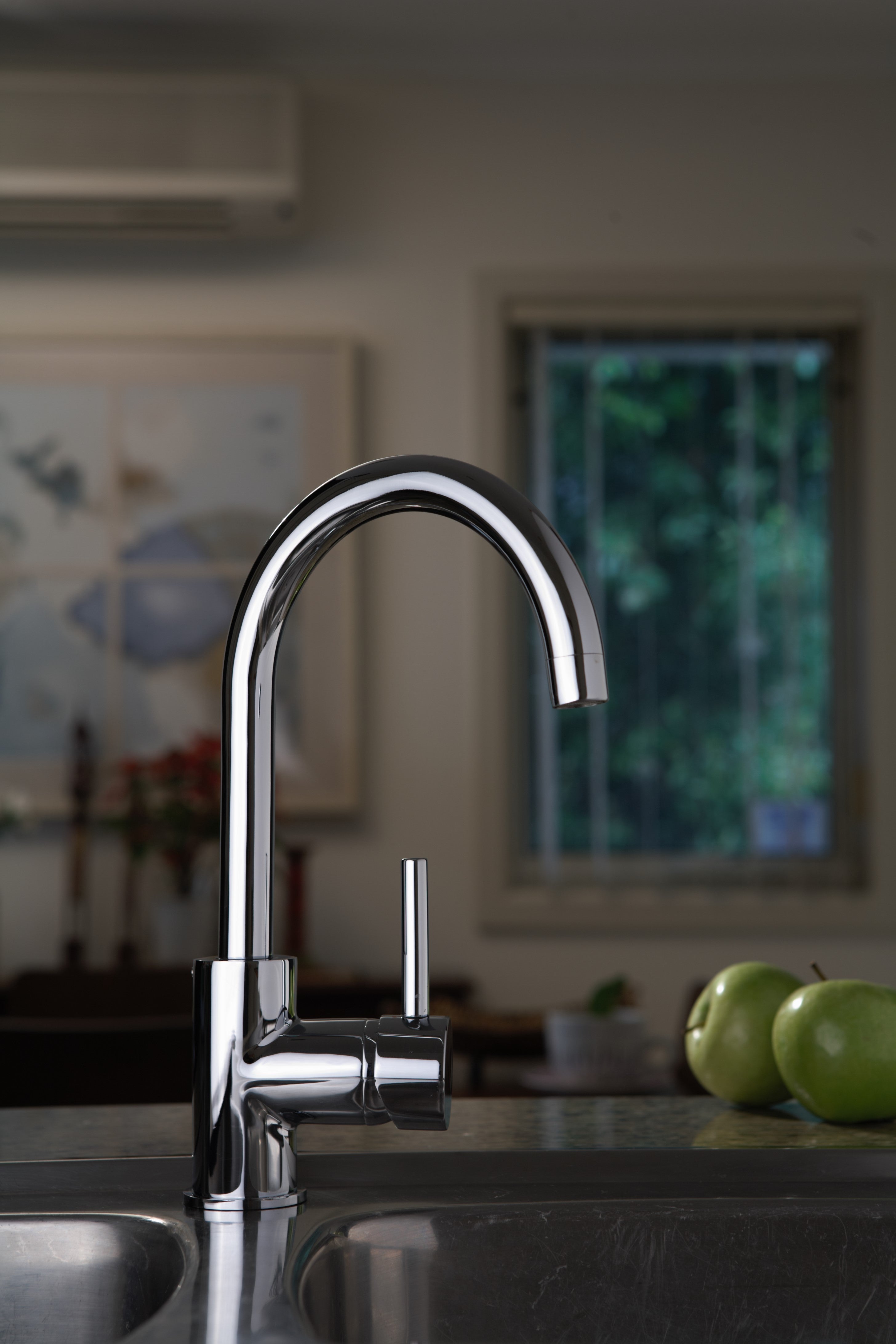 QUOSS GOOSENECK HIGH RISE SINK MIXER 320MM CHROME