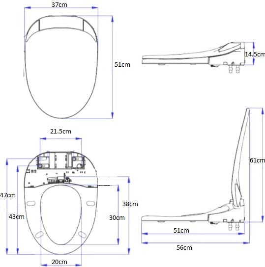 QUOSS SMART ELECTRONIC BIDET / WASHLET WITH REMOTE CONTROL GLOSS WHITE