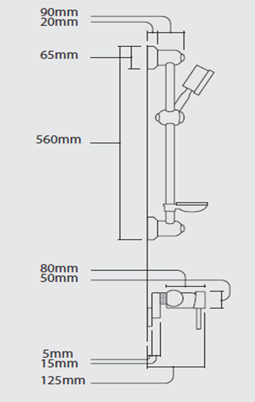 QUOSS AROMA FREESTYLE SHOWER FULL SET 560MM CHROME