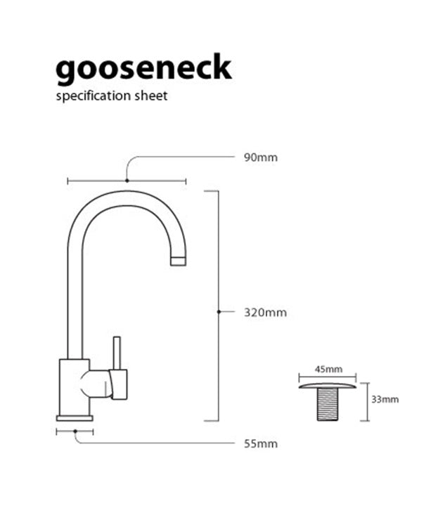 QUOSS GOOSENECK HIGH RISE SINK MIXER 320MM CHROME